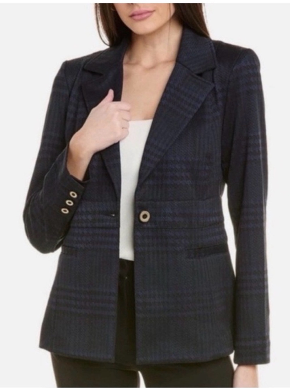 Cabi Checkout Blazer Classic Navy Plaid Women's Blazer Jacket